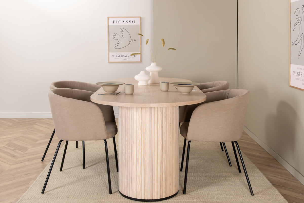 Spisesett Berit stoler & Bianca Sandfarge 90×200 cm