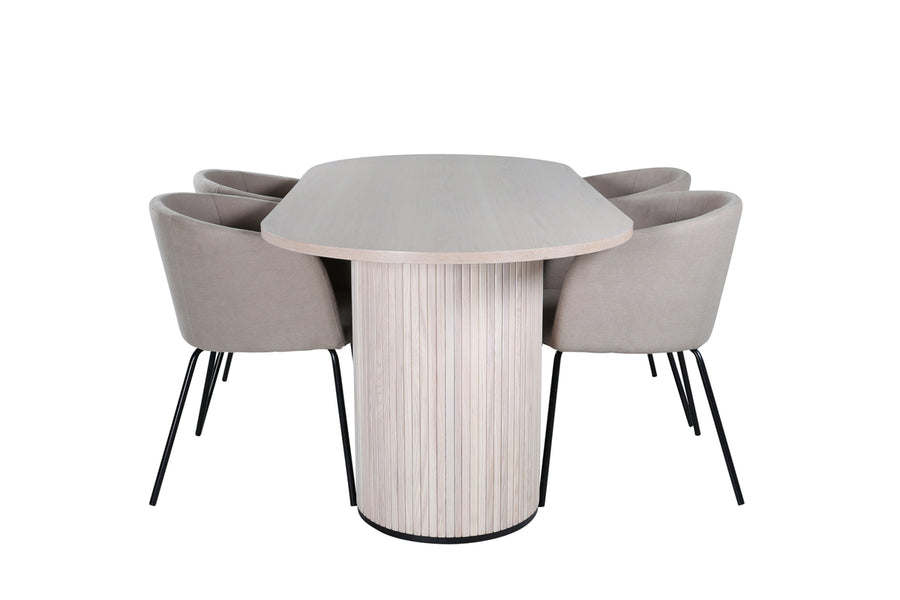 Spisesett Berit stoler & Bianca Sandfarge 90 × 200 cm