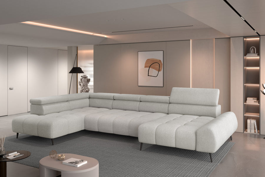 U-sofa Mavel XL (367×208 cm) med elektrisk skyvedel