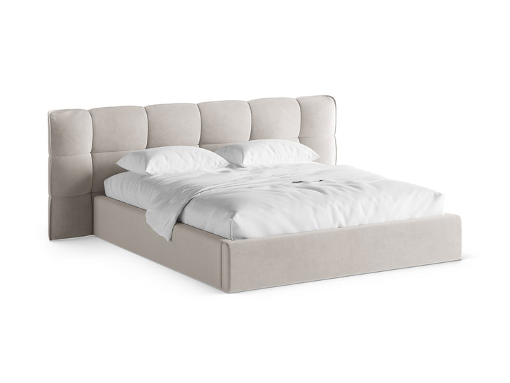 Sengeramme Eric med sengegavl og oppbevaring – 230 × 225 cm