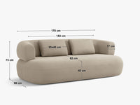 Jenny – 2-seters sofa i brun fløyel med buet design, 178 x 90 cm