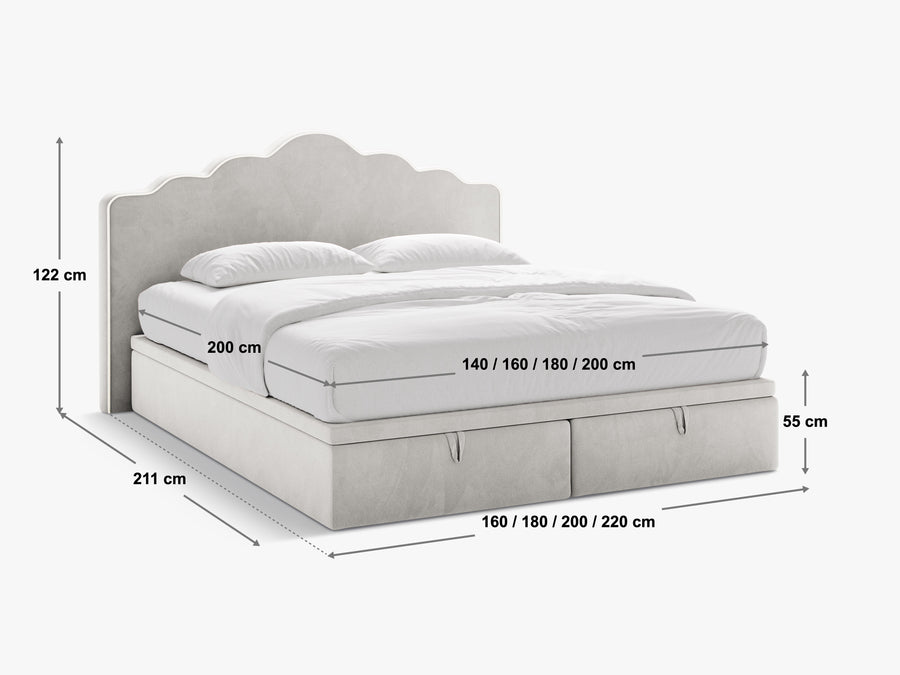 Boxspring-sengesett Dream: sengegavl + boxspring/madrass + madrasstopper