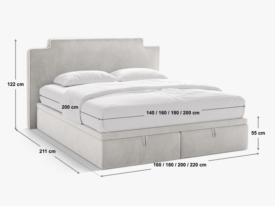Boxspringseng-sett Princess – sengegavl + boxspring/madrass + madrasstopper