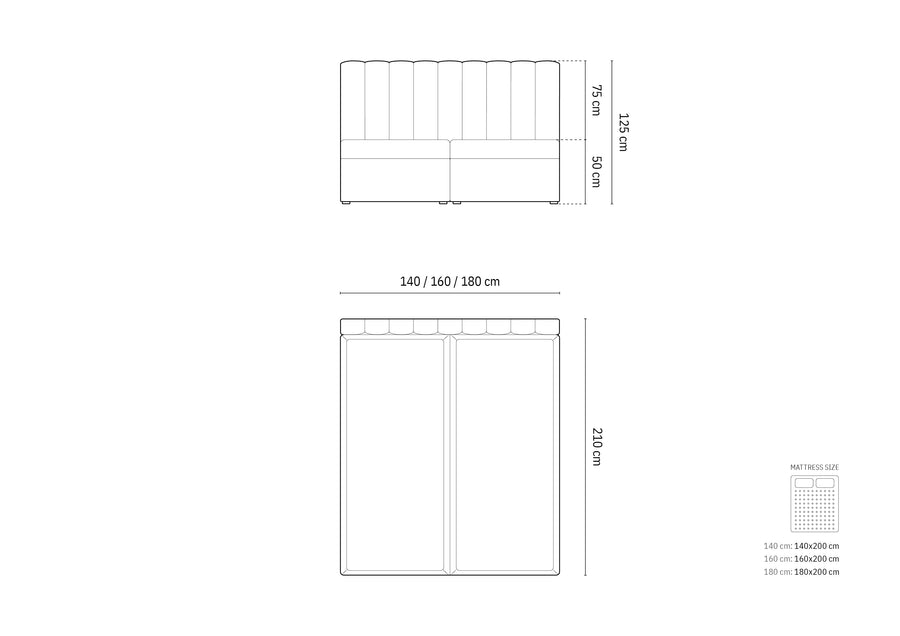 Boxspringseng Kelp: sengegavl + boxspring/madrass + madrassopplegg