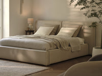 Jodie – Elegant seng med oppbevaring og polstret gavl (180×200 cm)