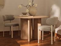 Ponent spisestuestol – rund rygg, bouclé, beige