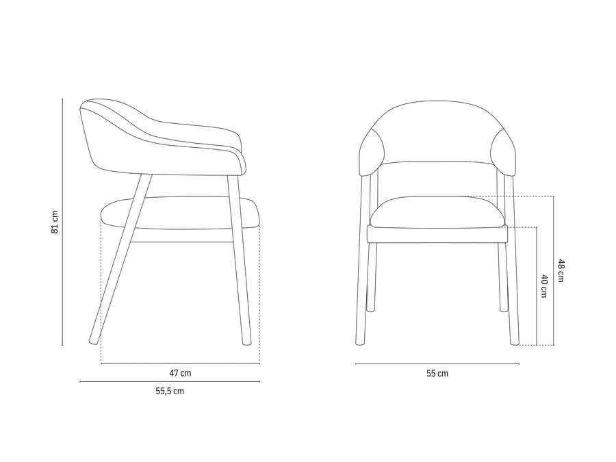 Hera spisestol – offwhite bouclé med treben og armlener