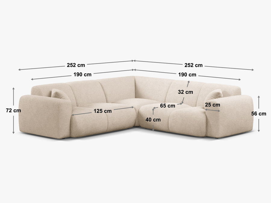 Symmetrisk hjørnesofa Molino