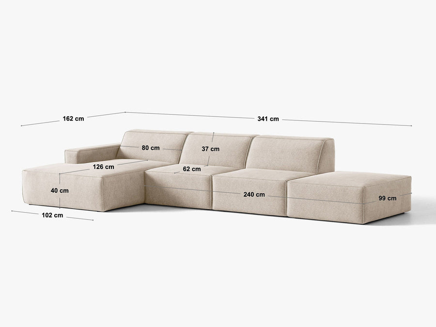 Modulhjørnesofa Jodie – 341 × 162 cm