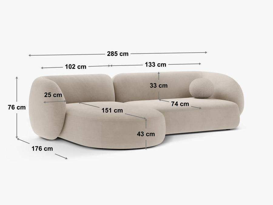 Modulsofa Kate – hjørnesofa / 285 × 176 cm