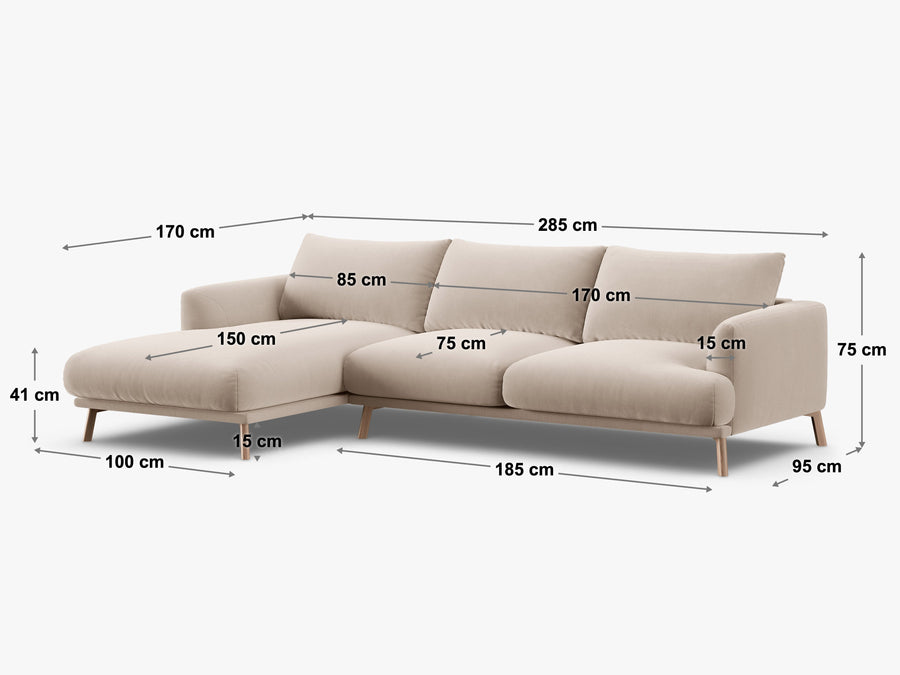 Hjørnesofa Naomi – 285 × 170 cm