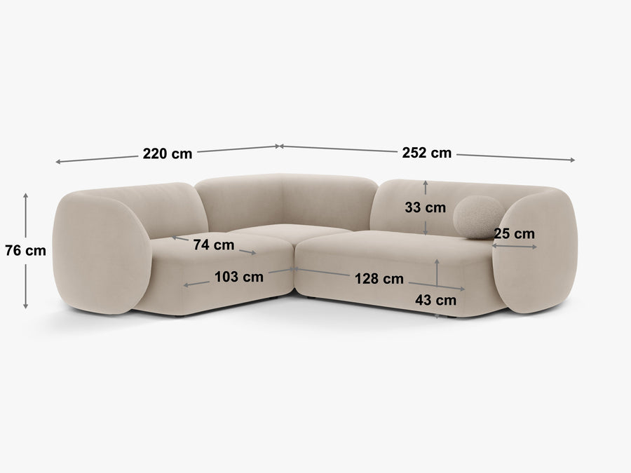 Hjørnemodulsofa Kate – 252 × 220 cm