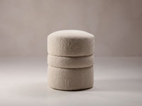 Alexa puff – sylinderformet puff i naturfarget bouclé