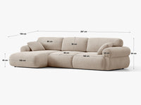 Hjørnesofa venstre Ophelia – fløyel / 297 × 164 cm