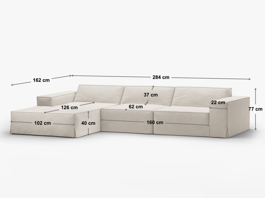 Hjørnesofa Jodie – 284 × 162 cm