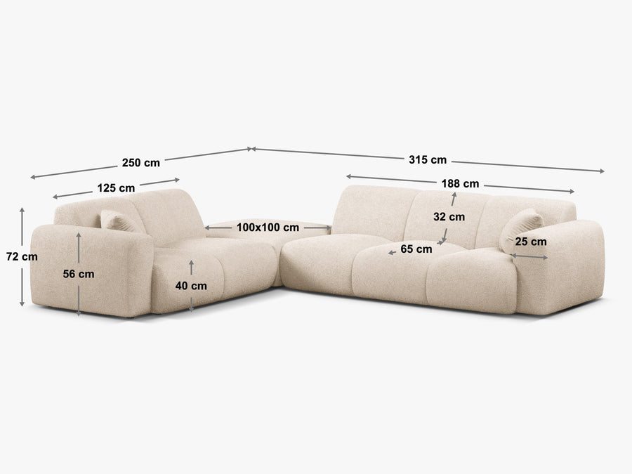 Hjørnesofa Molino – 315 × 250 cm