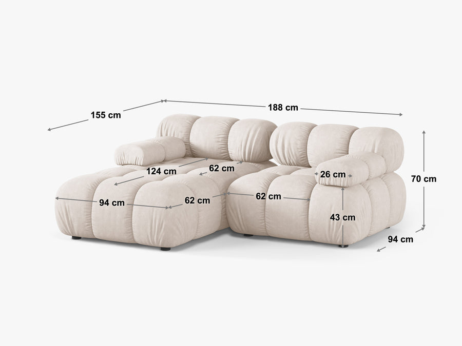 Hjørnesofa Bellis – 188 × 155 cm