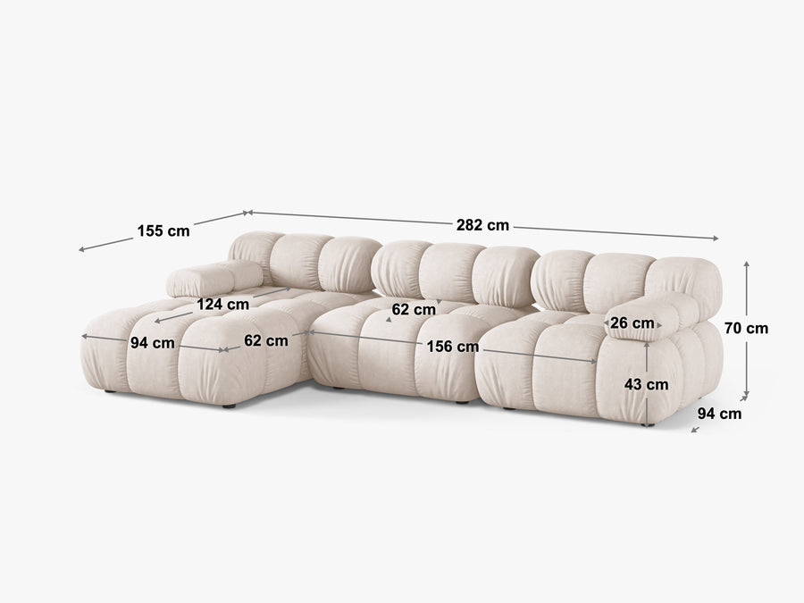 Hjørnesofa Bellis – 282 × 155 cm