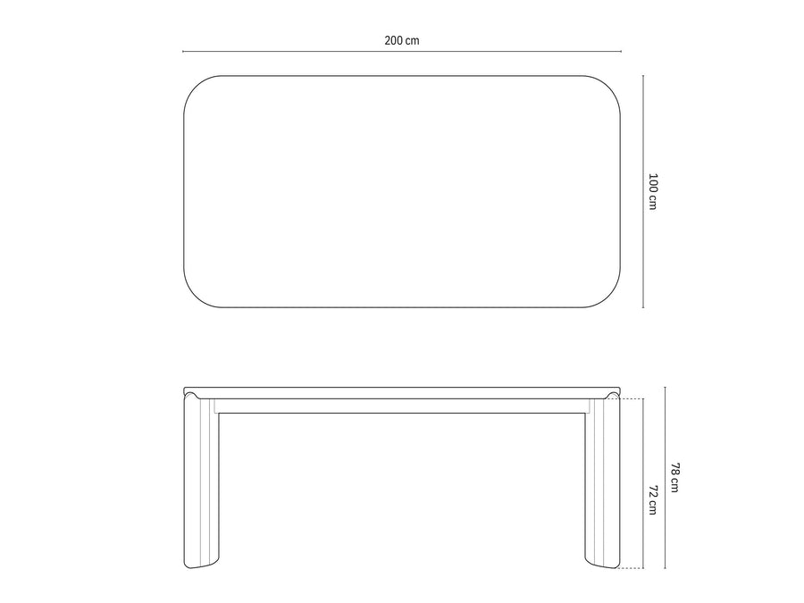 Gabana spisebord 200 × 100 cm – høyglans, avrundede kanter og moderne design
