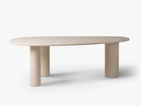Mel spisebord – 200 cm offwhite mikrocement-look, organisk form