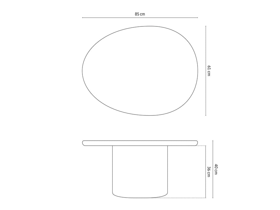 Daria sofabord – 85 cm i hvit betong, organisk oval form, inne/ute