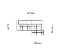 Hjørnesofa Palladio Mini 322x183cm. (med elektrisk skyvedel)