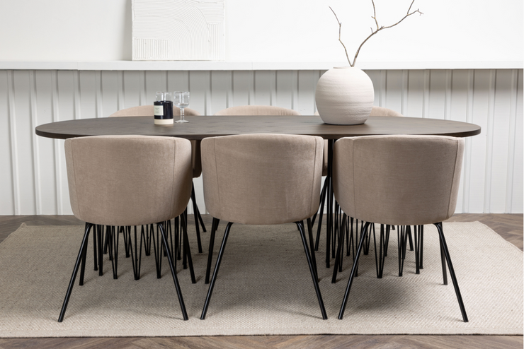 Berit & Stone spisegruppe med 6 stk stoler