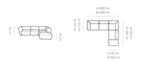 Hjørnesofa Candelo L 280/90cm x 218/36cm.