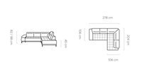 Hjørnesofa Focus L 278x204cm. (med elektrisk skyvedel)