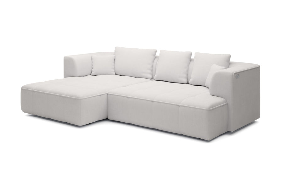 Hjørnesofa Albio (285 × 182 cm) med elektrisk skyvedeler