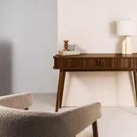Skrivebord Clemente – lameller, valnøtt / 120 cm