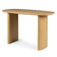 Oriento skrivebord – 120 cm med naturlig eikefinér og skulpturelle ben