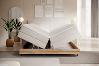 NEBIA kontinentalseng 140 x 200/160 x 200/180 x 200 med eikeben og oppbevaring