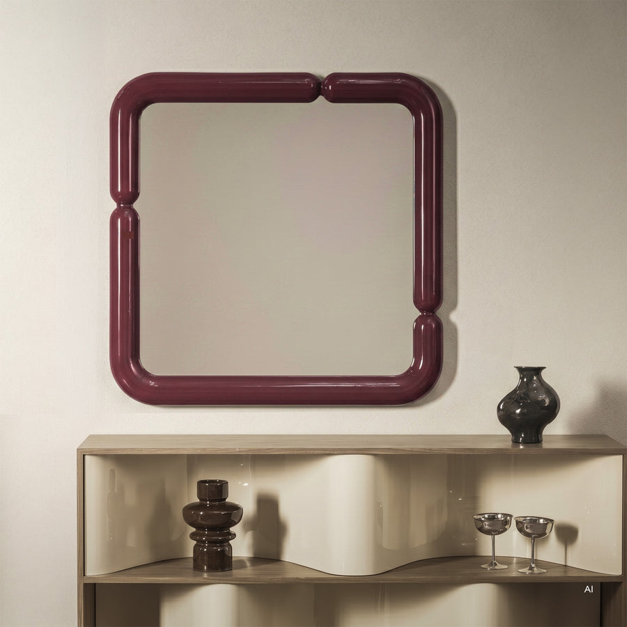 Speil Ava – glanset / burgunderbrun / 90x90 cm