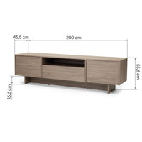 Kanso TV-benk 200 x 45,5 x 55,6 cm – Pearl Oak med Oppbevaring