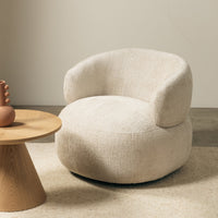 Rumble lenestol – roterbar, lys beige chenille, avrundede former