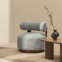 Lenestol Dolce – valnøtt / blå-beige