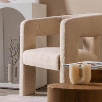 6493 Accent chair Boucle 27 light brown color