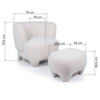 Lenestol Kenso med fotskammel – krem / beige