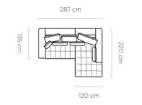 Hjørnesofa Garay 287x220cm. (med elektrisk skyvedel)