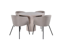 Spisesett Berit stoler & Bianca Sandfarge ⌀110 cm