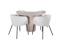 Spisesett Berit stoler & Bianca Sandfarge ⌀110 cm