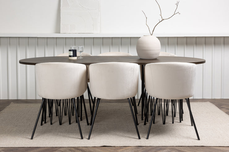 Spisesett 6 Berit stoler & Stone bord 100×220 cm