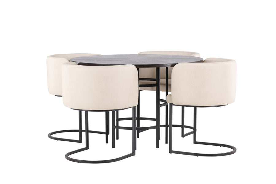 Spisesett 4 Simrishamn stoler & København spisebord ⌀115 cm