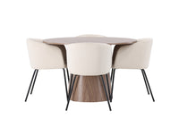 Spisesett 4 Berit stoler & Lanzo bord ⌀120cm