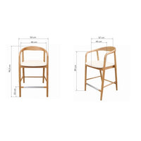 Ludvika 2.0 barstol i teak 75 cm (setehøyde) med kremfarget sete