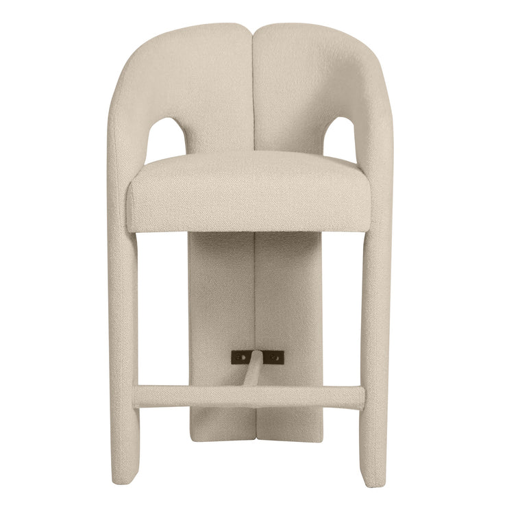 Castelo barstol – gråbeige med avrundet design og armlener