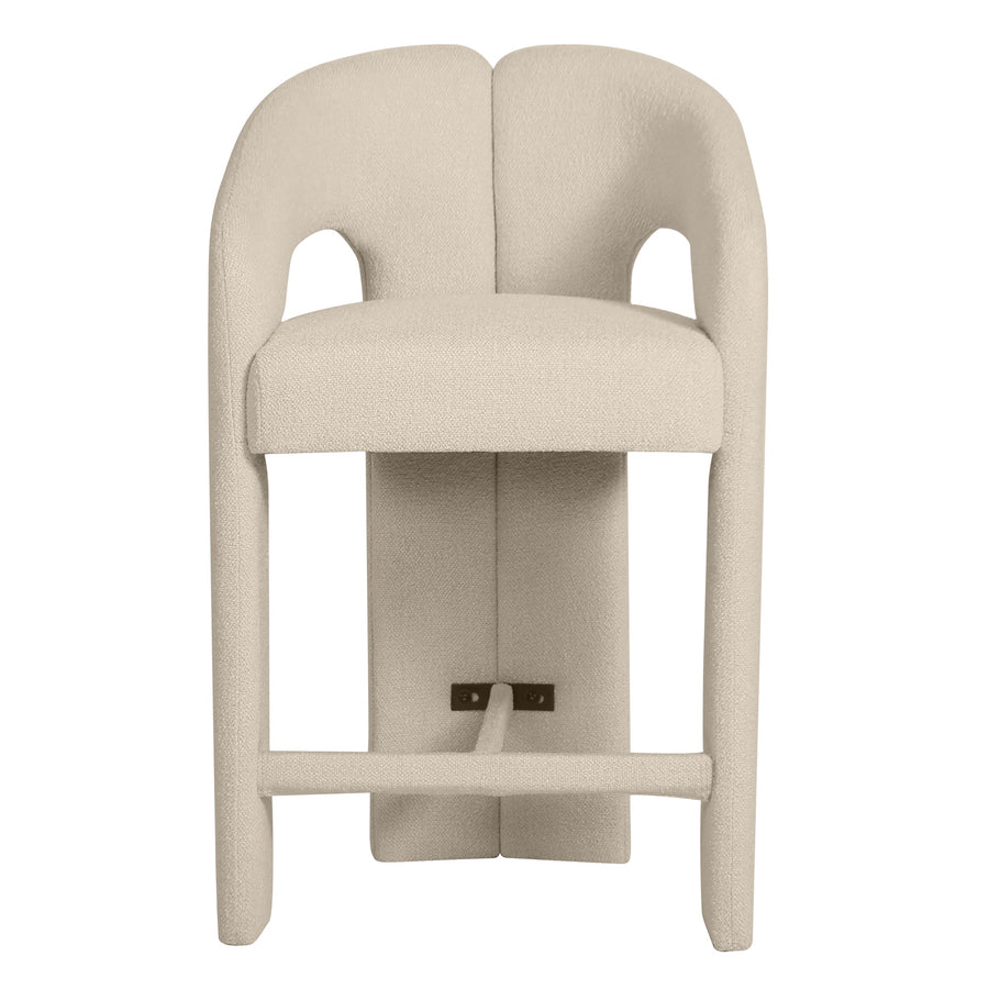 Castelo barstol – gråbeige med avrundet design og armlener
