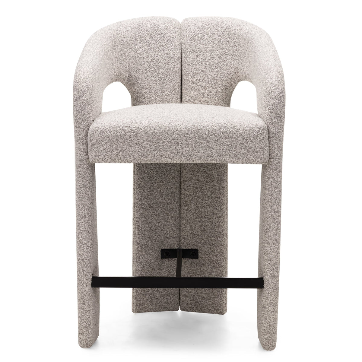 Castelo barstol – buet design i beige/grå tekstil med armlener