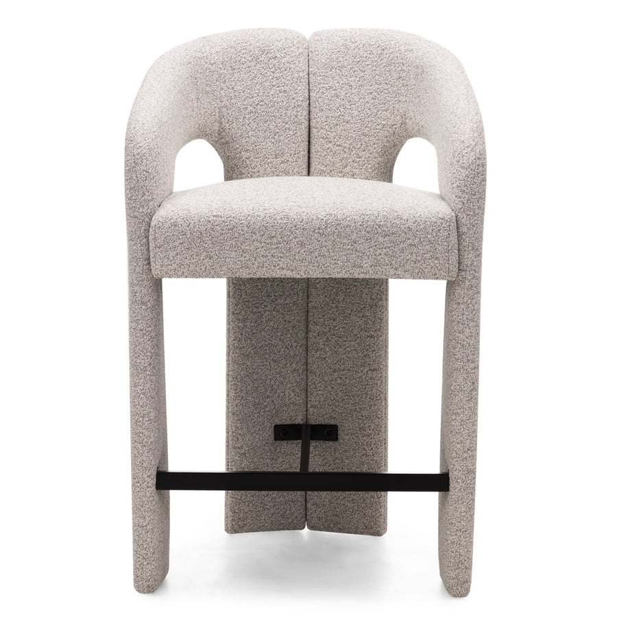 Castelo barstol – buet design i beige/grå tekstil med armlener